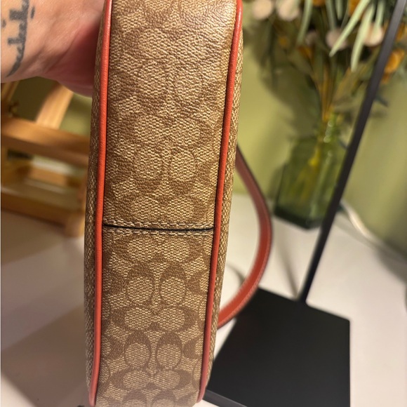 Coach Brown and Red Signature Shoulder Bag